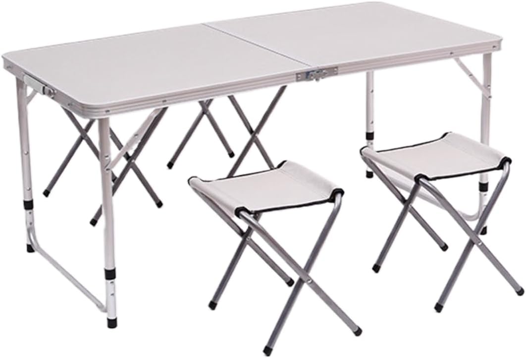 Fancial Aluminum Alloy Folding Table and Chair Set, White