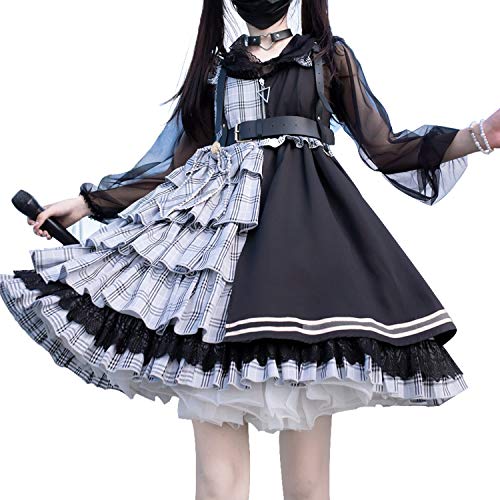ZZEQYG Womens Girls Kawaii Lolita Gothic Dress Anime Broken Doll Costume Lockable Dress(M Black)