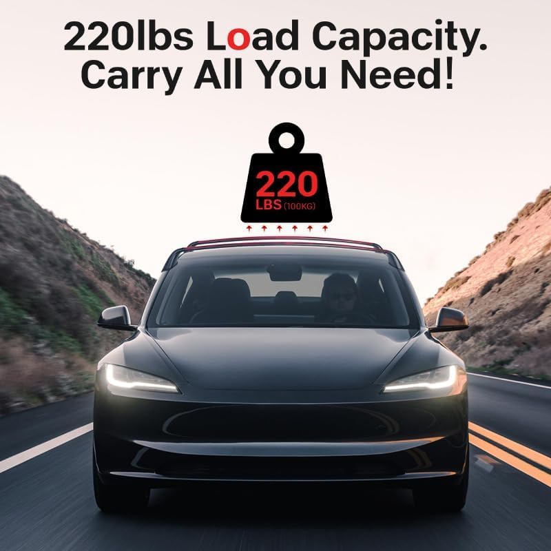Premium poprzeczki dachowe kompatybilne do Tesla Model 3/Y 2017-2024, Bagaznik dachowy o dużej nośności do boksu dachowego i uchwytu na rowery