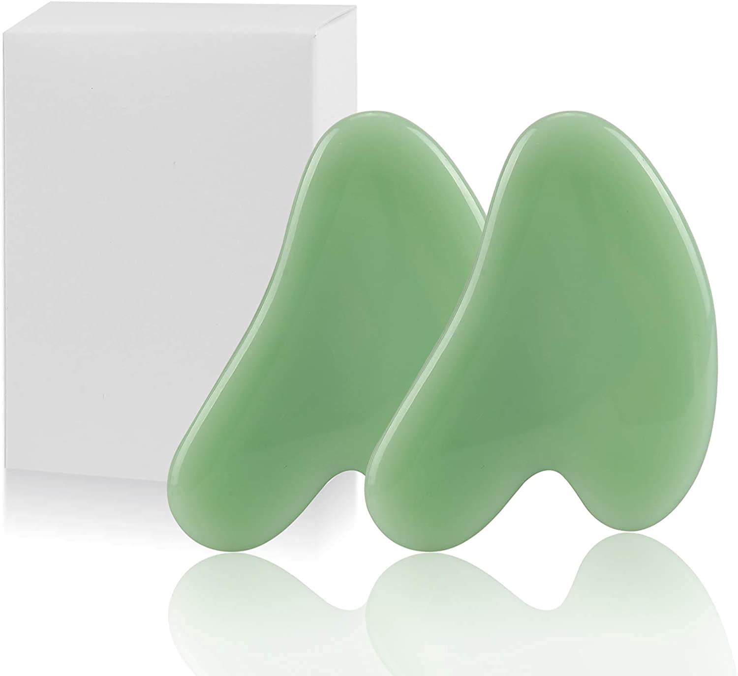 Getmecraft 2 Pcs Gua Sha Massage Tool for Jade Stone for Face Massager Skin Scraping Massager Natural Jade Gua Sha Board for Face and Body (Light Green)