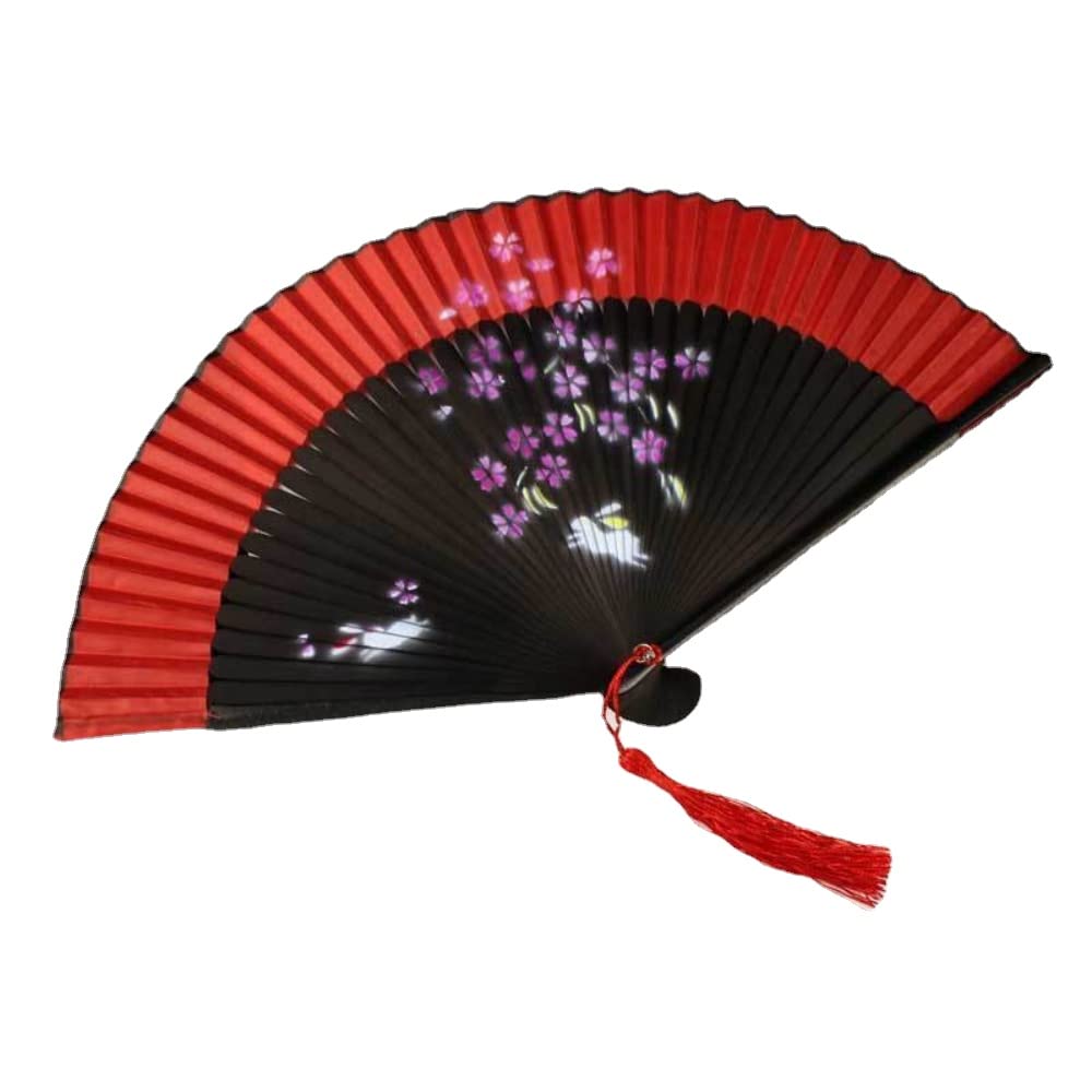 Éventail de danse chinois rouge Hanfu de 21 cm pour festival asiatique
