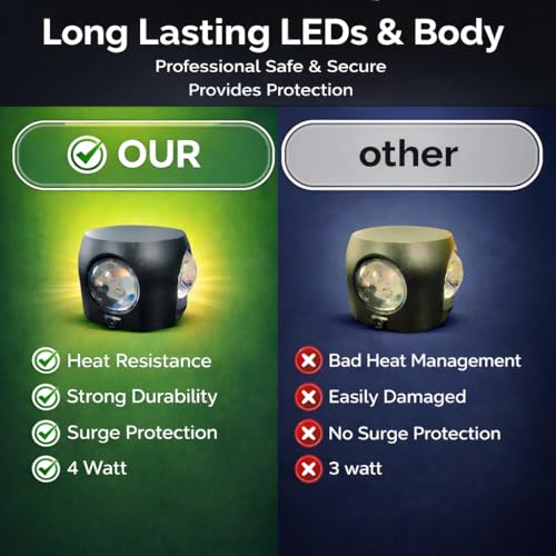 Image of One94Store LED Outdoor UP Down Wall Light 4 Watt Rainproof & Shockproof Aluminium Body 4 Way Exterior Wall Step Light Fixture (Multicolor) Pack of 1 with 3 Month Warranty