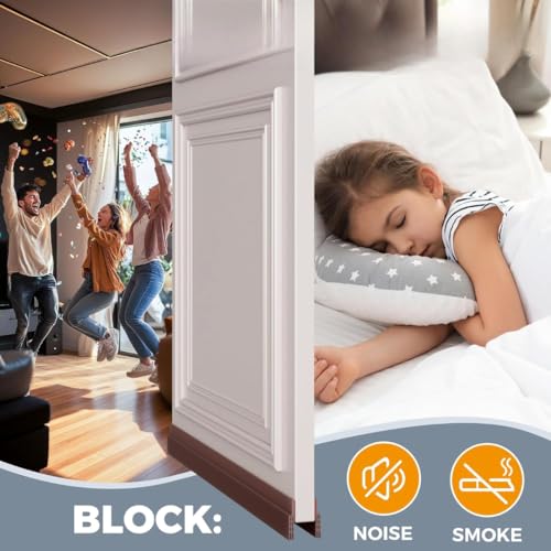 Image of Self Adhesive Silicone Door Bottom Sealing Strip Rubber Soundproof, Waterproof, Dust & Insect Guard, Air Blocker for All Doors, Door Guard for Home (1 Meter) (Brown)