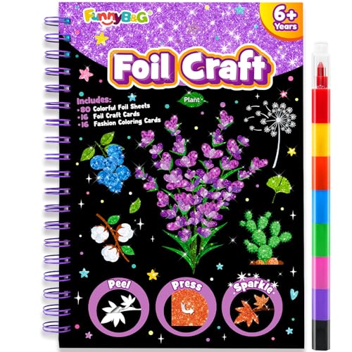 Image of FUNNYB&G Mess-Free Foil Art Craft for Girls Ages 4-10, Kids Birthday Gift
