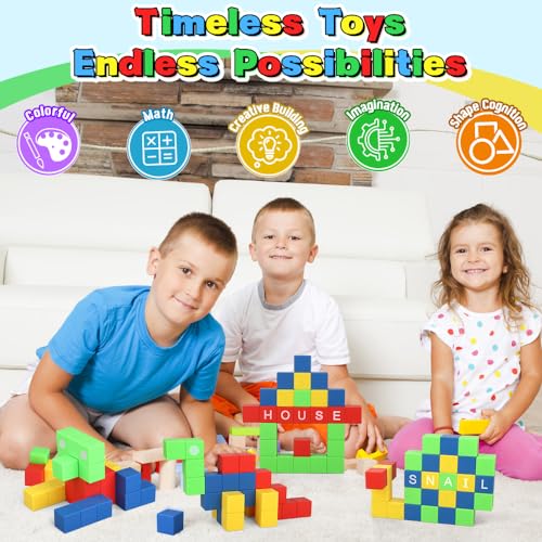 Image of Dilabnba 32PCS Magnetic Building Blocks for Kids Toddlers, 3D Magnet Cube Montessori Toy, Sensory Preschool Creative STEM Montessori Toy