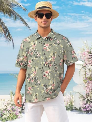 Mens Hawaiian Shirts Silk Short Sleeve Printed Beach Shirt Relaxed Fit Summer Tropical Shirts2