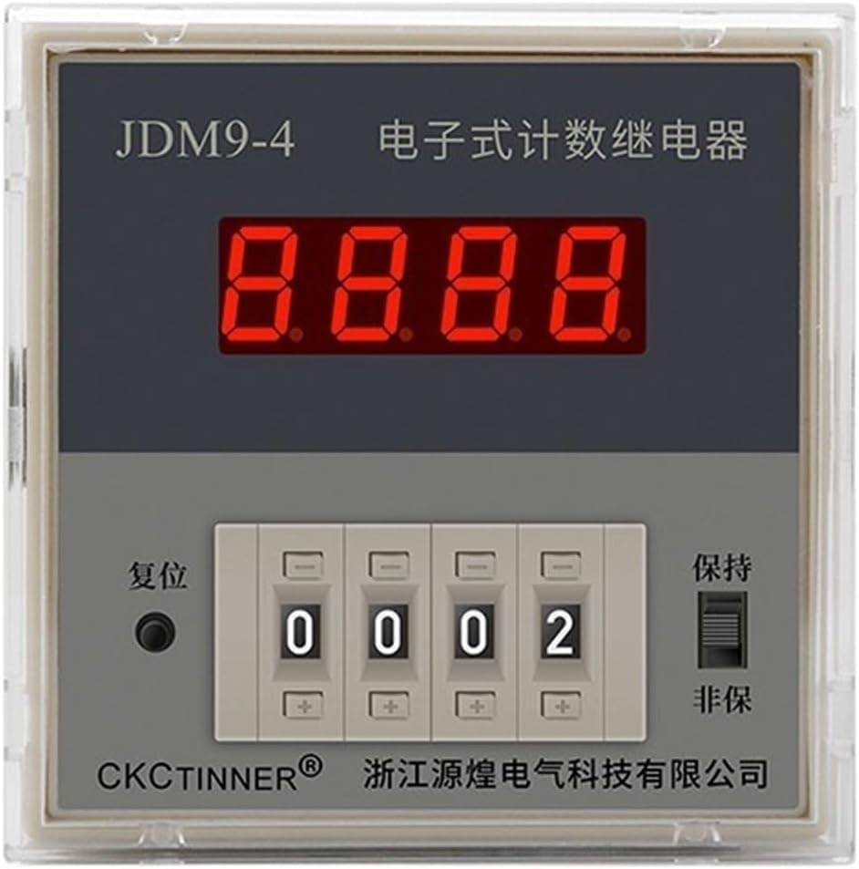 JDM9-4 JDM9-6 4/6-digit Digital Counter Relay Accumulation Power Outage Memory Reset PNP Sensor DC24V AC220V AC380V (Color : JDM9-4 AC380V)