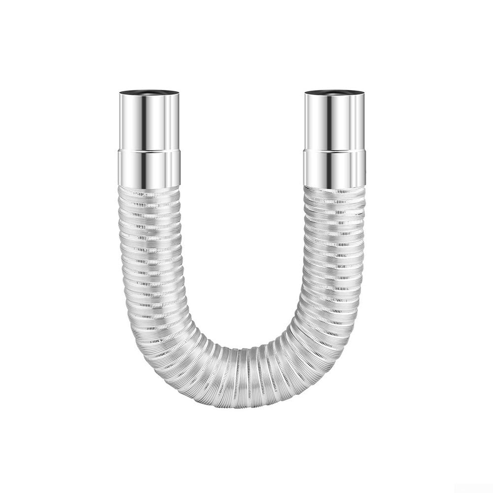 SPORTARC Stainless Steel Elbow Chimney Liner Bend Multi Flue Stove Pipe, Telescopic, Silver, 1.5m, 1 Pack