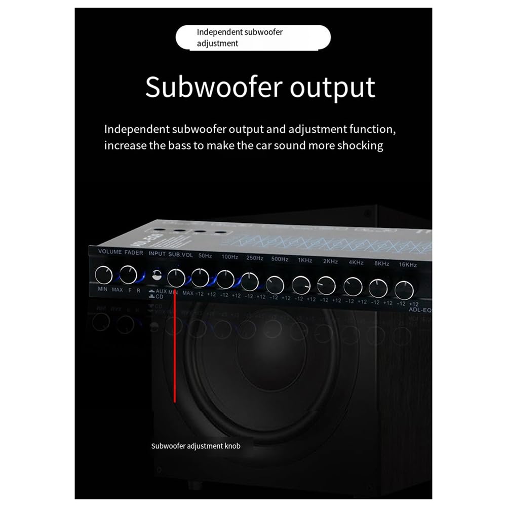 Equalizzatore Grafico Automatico Quadrato A 9 Bande Audio Digitale per Auto -EQ9 Equalizzatore Amplificatore per Auto Serie +Filtro Regolabile