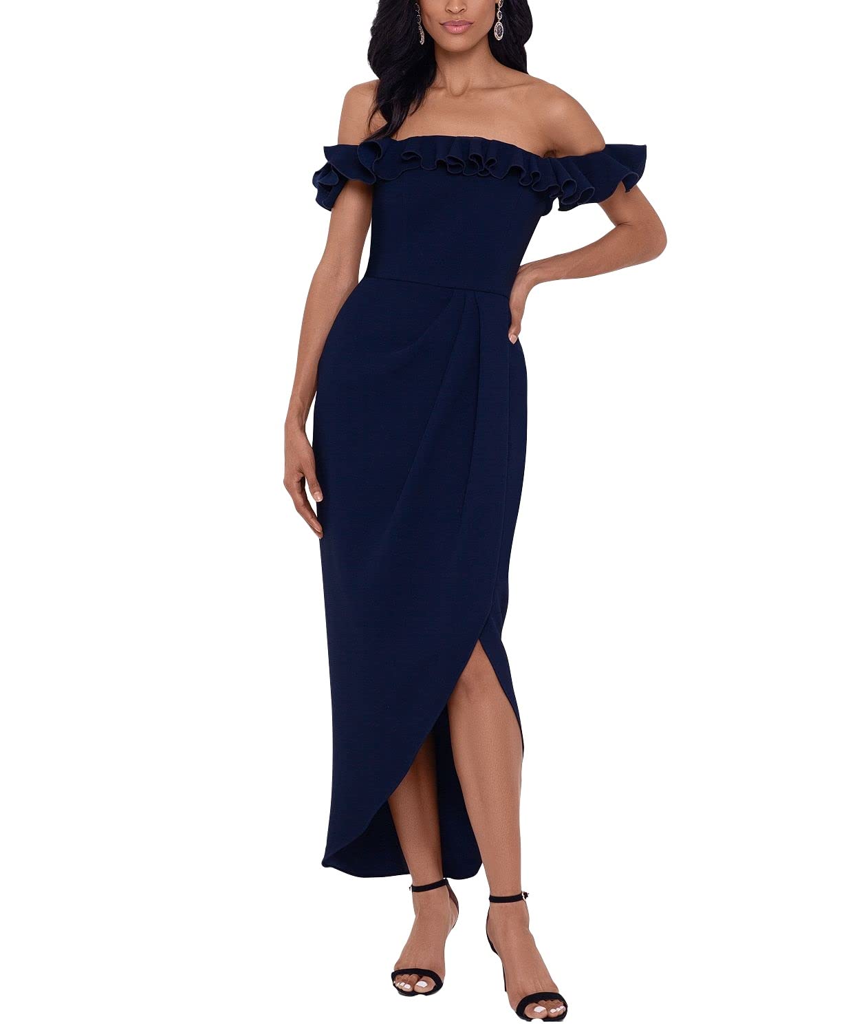 XscapeWomens Off-The-Shoulder Fitted Evening Dress