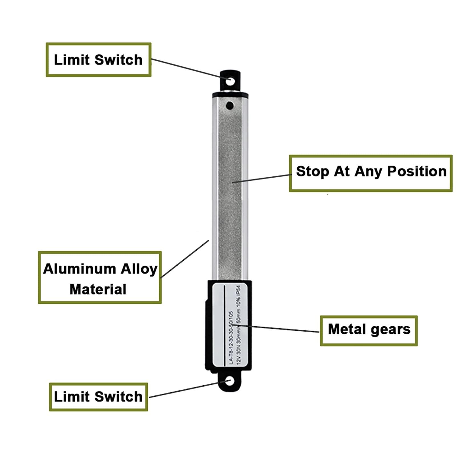 Lcuihong-Elettrico lineare DC 12V Micro Attuatori Lineari 30mm 50mm Tratto in Lega di Alluminio Attuatore Lineare Elettrico Motore Lineare Elettrico 30mm / S 50mm / S velocità Alta qualità