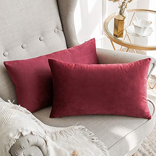 MIULEE Pack of 2, Velvet Soft Soild Decorative Square Throw Pillow Covers Set