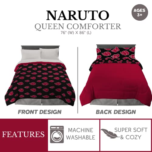 Image of Franco Naruto Anime Akatsuki Bedding Super Soft Cozy Microfiber Reversible Comforter, Queen, (Officially Licensed Product)