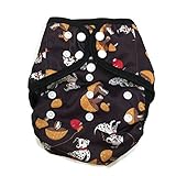 BB2 Baby One Size Printed Black Gussets Snaps Cloth Diaper Cover for Prefolds (One Size, Dalmatian)