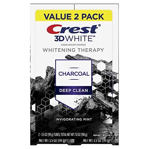 Crest 3D White Whitening Therapy Charcoal Deep Clean Fluoride Toothpaste, Invigorating Mint, 3.5 Ounce, Pack Of 2 #TOP3