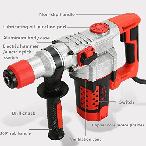 NeNchengLi Bohrhammer Elektrischer Bohrhämmer Stemmhammer Meißelhammer Abbruchhammer Mit Koffer 2200W 30 Zylinder 0-930… – Bild 3