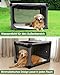 derimkcoa Hundebox faltbar für mittlere Hunde,Hundetransportbox Auto mit verstellbarem Design, reißfesten Netzfenstern & Plüsch-Betteinlage für Zuhause & Reise,106 * 78 * 78cm,Grau