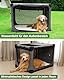 derimkcoa Hundebox faltbar für mittlere Hunde,Hundetransportbox Auto mit verstellbarem Design, reißfesten Netzfenstern & Plüsch-Betteinlage für Zuhause & Reise,106 * 78 * 78cm,Grau