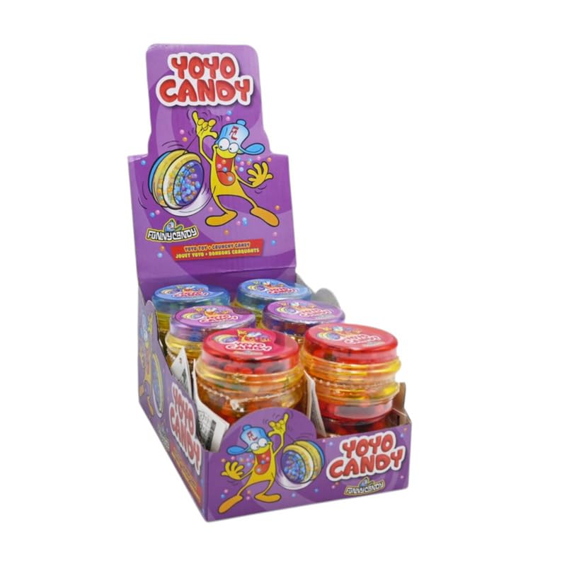 Estuche 12 Yoyos con Caramelos – Dulces con Juguete Integrado – Presentación en Display Ideal para Tiendas, Regalos, Cumpleaños y Eventos