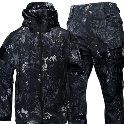 Gvqng Veste Et Pantalon Tactiques Militaires ImperméAbles De Camouflage, Combinaison De Chasse à Capuche, Combinaison De Combat En Plein Air, Veste Et Pantalon Tactiques,09,XXL