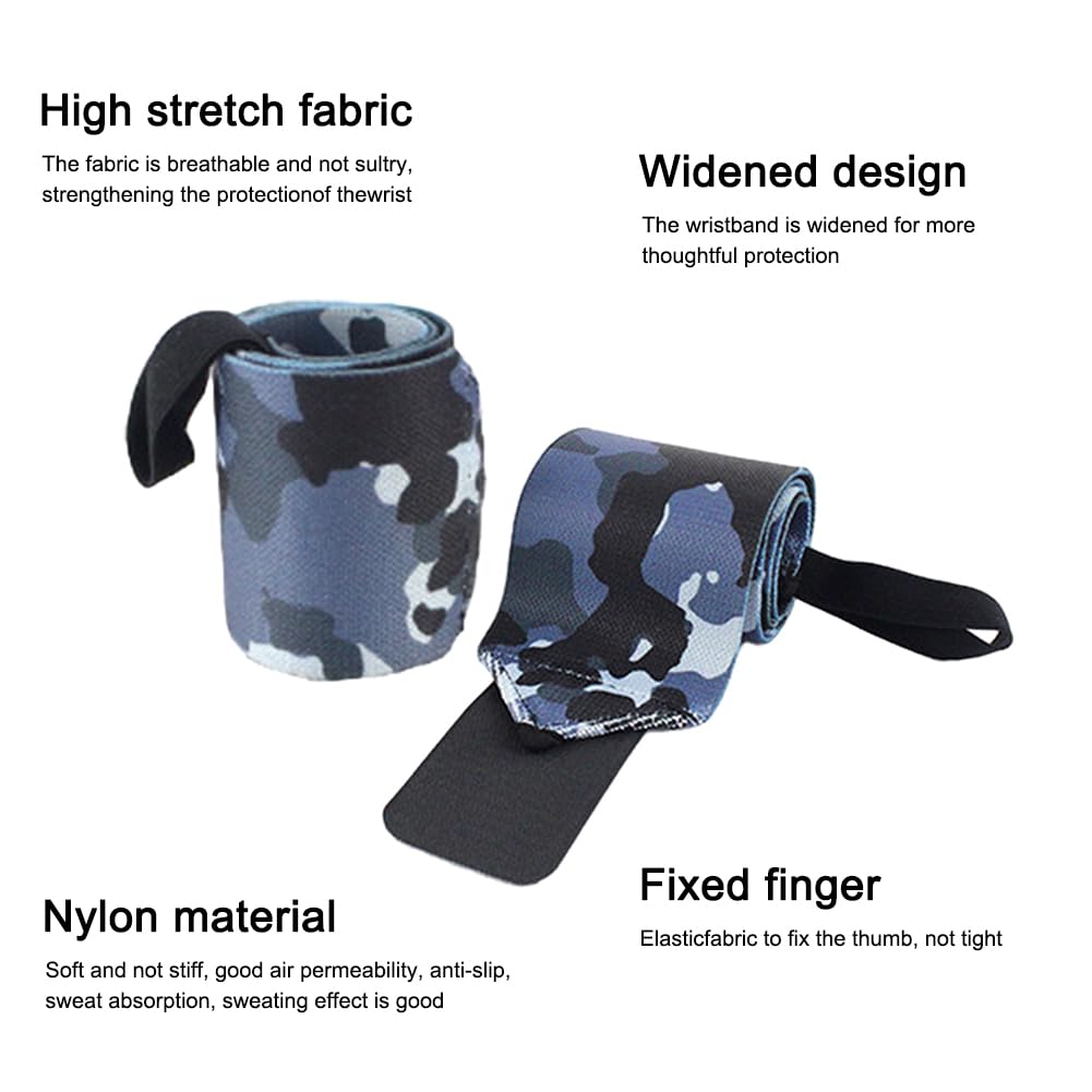 Divono 2 Pcs Wrist Straps, Wrist Wraps, Camouflage Gray Adjustable Weight Lifting Wrist Brace with Thumb Ring - Image 3