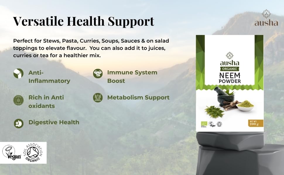 Ausha Organic Neem Powder 100g | Immunity,Digestion, Cleanse| Hair Growth, Da...