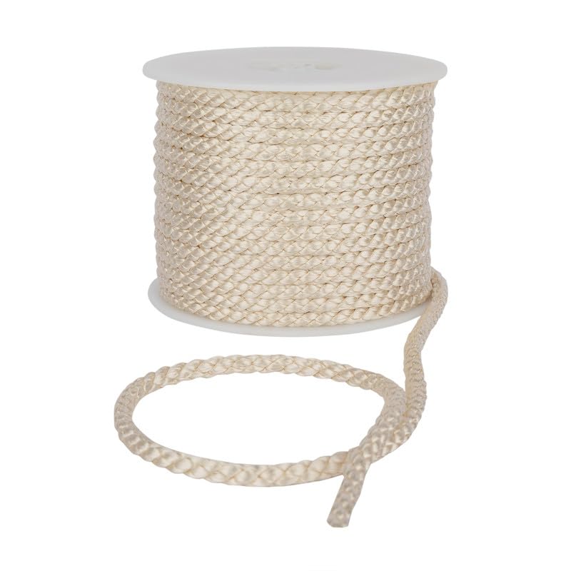 Crepe Cord - 6mm Cotton Rope, Strong Macrame Cord for DIY Craft Projects, Piping Cord for Cushions, Nylon Drawstring Cord, Durable & Multi-Purpose Cotton Nylon Strong String (Cream, 25)