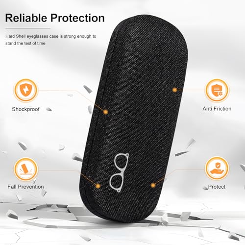 Image of Glasses Case Hard Shell Eyeglass Case with Cleaning Cloth Unisex Reading Hard Glasses Cases for Women Men