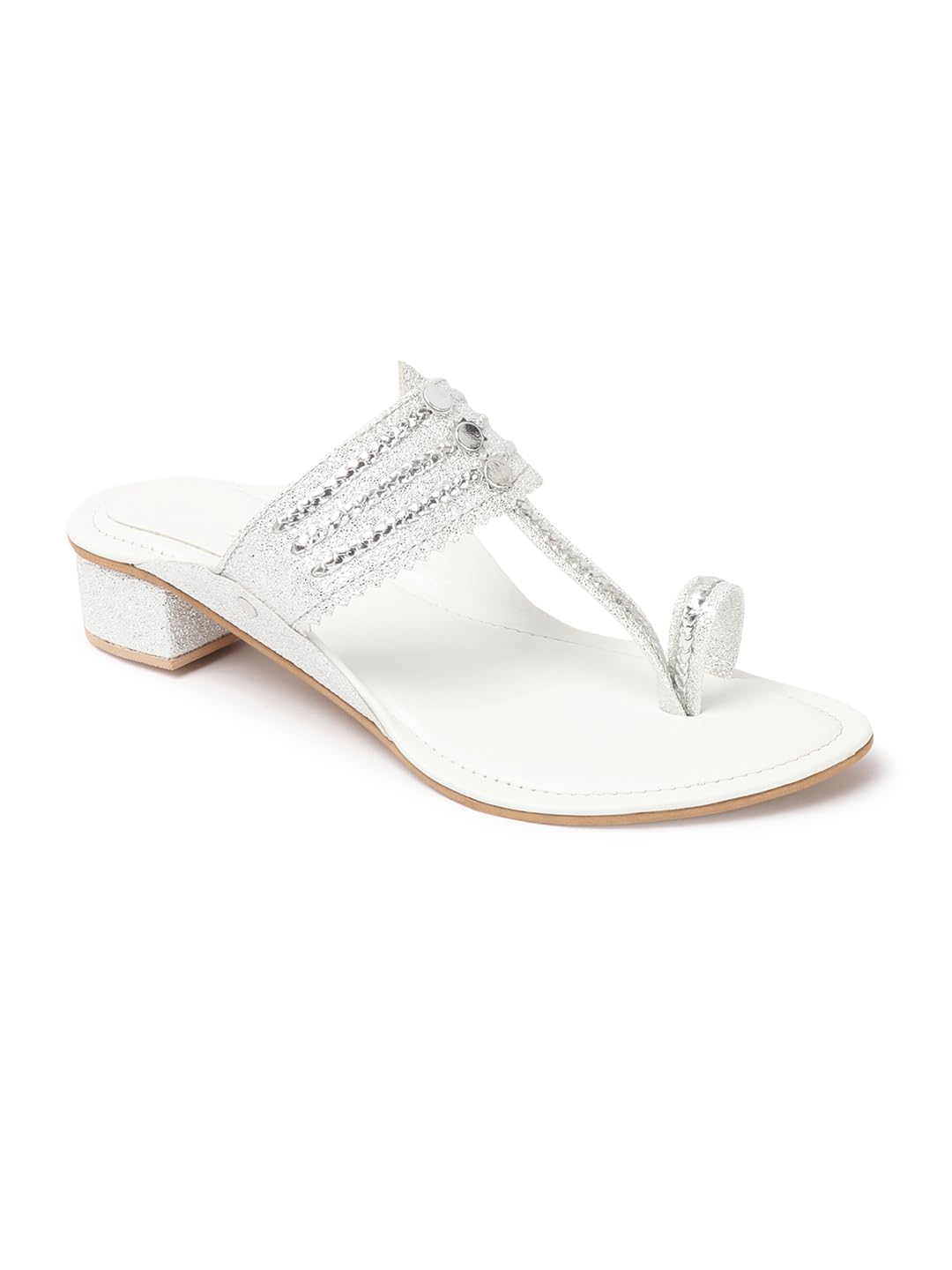 Women Kolhapuri Block Heel Sandal Toe Ring Slip-On Ethnic Casual Comfortable Daily Use Fashion Footwear-image-2