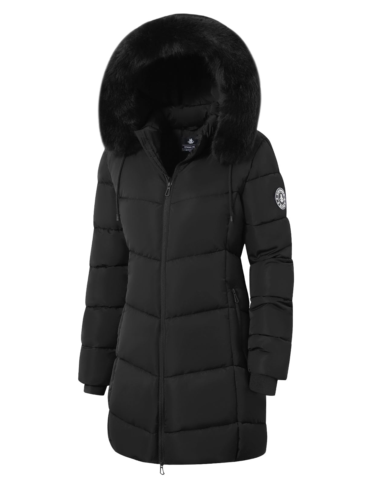 Photo 1 of ASPO Women's Winter Puffer Coats Thicken Fleece Lined Waterproof Parka Warm Down Jacket Faux Fur Detachable Hood Hiking Snow Black S