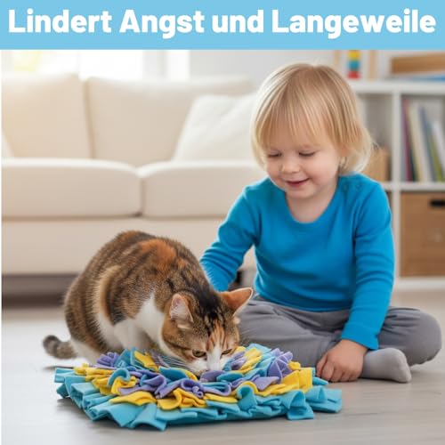 ZocRjvN Schnüffelmatte Hund, Schnüffelteppich Hund Für Kleine Und Mittelgroße Hunde, Spielzeug Zur Geruchsschulung Und Stressabbau, Ideal Für Reisen Und Zuhause, In Seeblau