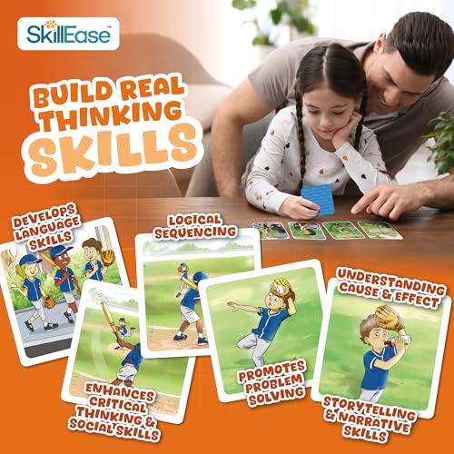 SkillEase Story Cues 2 Skilled Sequencing Cards, Speech Therapy Materials, Social Skills Game, English Language Learners Games, Storytelling Cards, Sentence Building and Picture Cards - Image 4