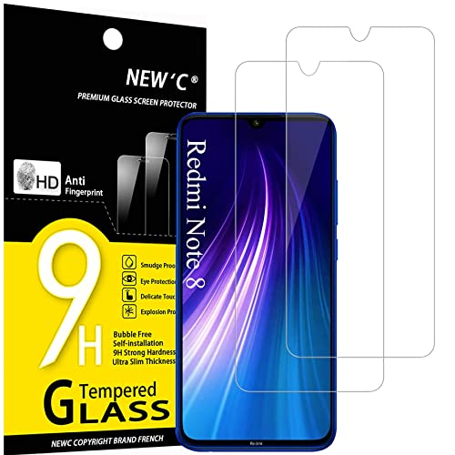 NEW'C 2 Piezas, Protector Pantalla para Xiaomi Redmi Note 8, Note 8 2021, Xiaomi Mi 9 Lite, Antiarañazos, Antihuellas, Sin Burbujas, Dureza 9H, 0.33 mm Ultra Transparente, Ultra Resistente