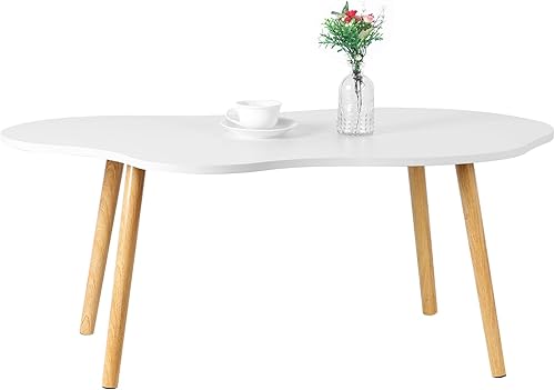 Modren Mesa de centro simple, pequeña mesa de té moderna de mediados de siglo, escritorio de café minimalista con nube para sala de estar, centro de