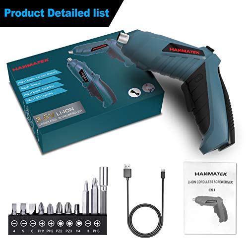 HANMATEK Rechargable Cordless Screwdriver Kits with straight and pistol style Powerful Electric Screwdriver Small Screw Guns