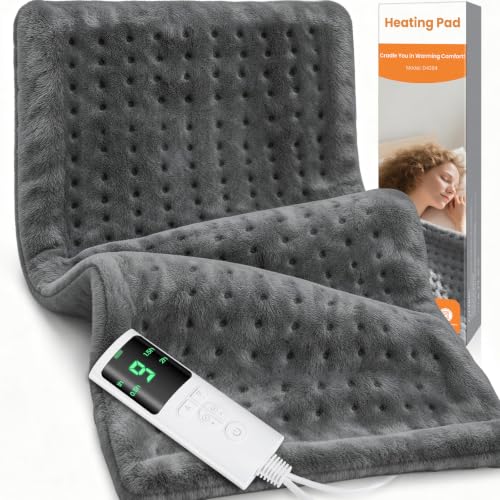 Image of Heating Pad for Back Pain, 17 inchx33 inch Electric Heat Pad with 9 Heat Levels & 4 Auto-Off Timers, Portable Heating Pad for Period Cramps, Shoulder, Neck, Machine Washable, Gifts for Women Men, Grey