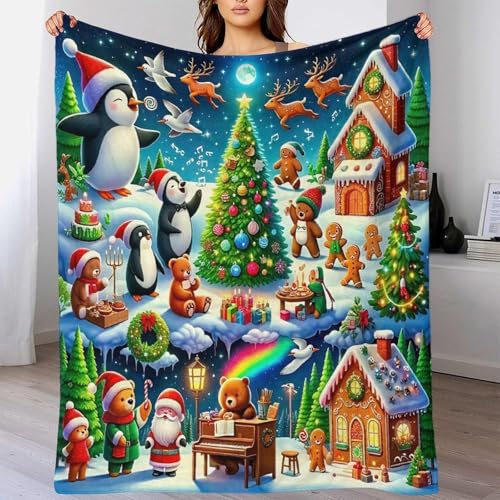Couverture pingouin en microfibre 127x152 cm pour lit d'adolescent