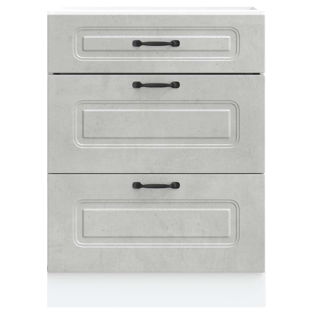vidaXL Armoire de Cuisine Kalmar Gris béton Bois d'ingénierie, Meuble d'évier, Meuble de Cuisine avec tiroir, Meuble de Cuisine à tiroir