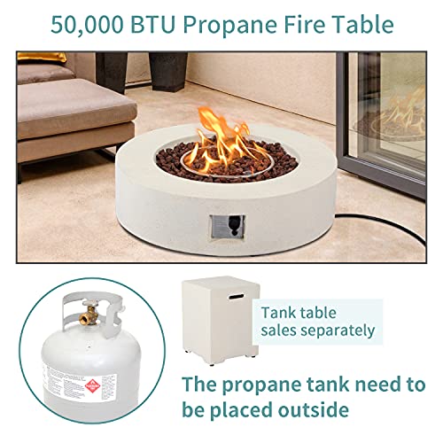 SUNBURY-Outdoor-42-Inch-Propane-Fire-Pit-Table-50000-BTU-Cream-Patio-Gas-Fire-Table-w-Lava-Rocks-Waterproof-Cover