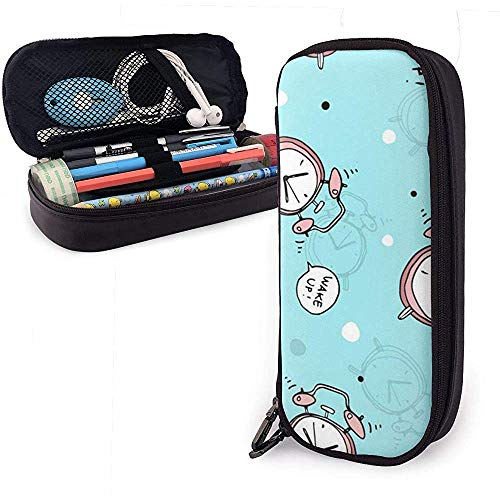 Preisvergleich Produktbild Federmäppchen Cartoon Wecker PU Ledertasche Aufbewahrungstaschen Tragbare Bleistiftbeutel Reißverschluss Geldbörsen