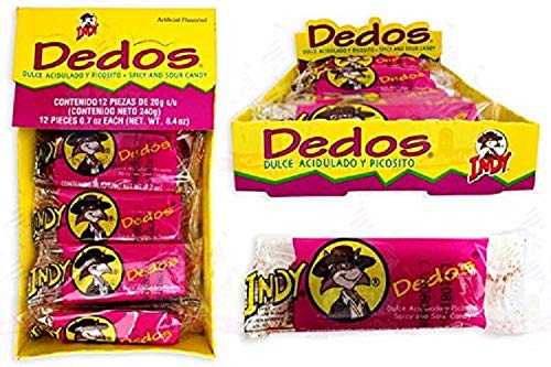 DEDOS Spicy and Sour Candy Pack of 12 PCS Authentic Mexican Candy with Free Chocolate Kinder Bar Included