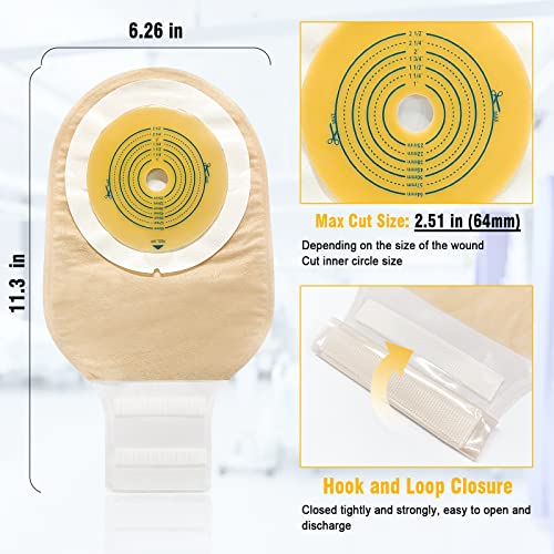 Ceeport 20 Pcs Colostomy Bags,One Piece Drainable Pouches,Ostomy Bags,Ostomy Supplies For Ostomy Ileostomy Stoma Care, Cut-To-Fit #TOP1