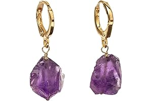 Gempires Raw Amethyst Chakra Earrings for Women - Yoga and Meditation Jewelry