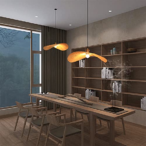 Lampe suspendue bambou éclairage doux pour chambre et plafond bas - 5
