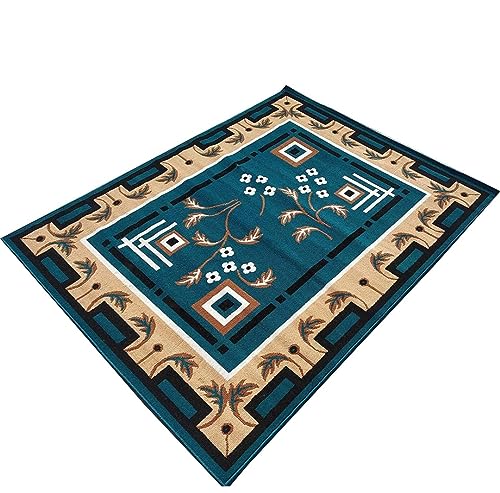 Image of Fine Wool Rectangular Carpet for Living Room, Bedroom and Hall (Color BLUE /10S Size 6 x 8 feet)