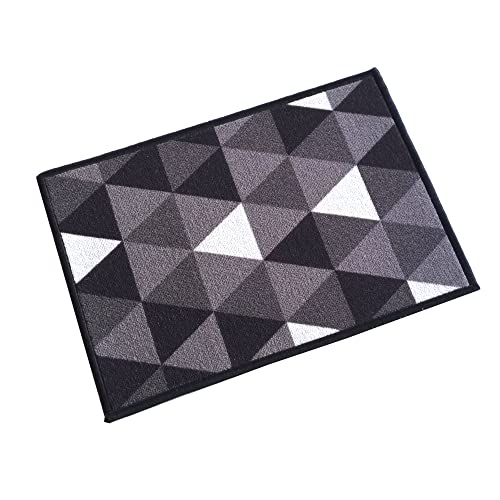 Image of Matz&More Anti Slip Multipurpose Floor Mat, 40x60cm, for Door, Entrance, Bathroom, Bedroom, Kitchen, Office, Geometric Grey Black