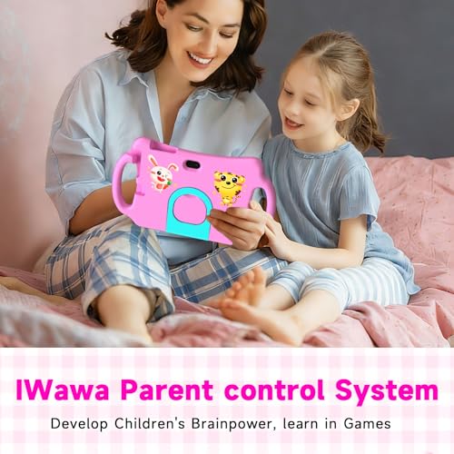 Image of Vyrolina Kids Tablet 7 Inch 4GB RAM 32GB Memory, Lightweight Shockproof Case,Long Battery Life, Parental Control, WiFi Dual Camera for Kids Ages 3-7, Nice Present Gift (Pink)