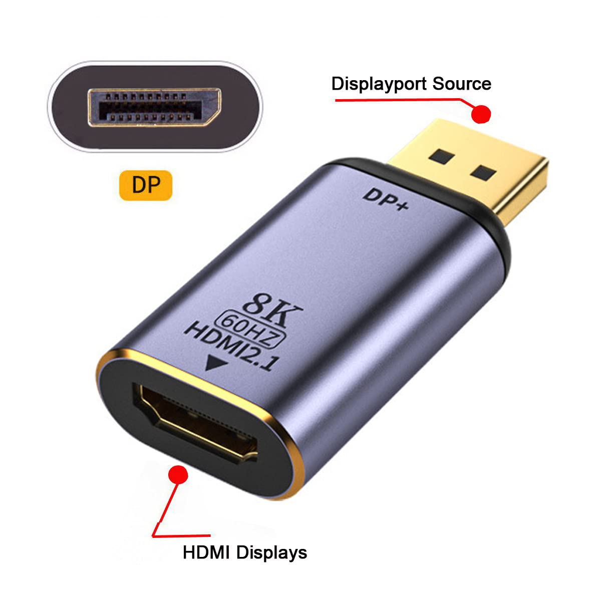 Adaptateur DisplayPort 1.4 vers HDMI 2.0 8K 60 Hz UHD 4K DP vers HDMI mâle