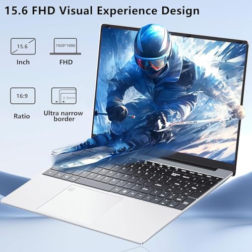 Image of 15.6 Inch Laptop, Gaming Laptop N95 Processor(Up to 3.4GHz) 1920X1080 FHD IPS Screen, laptops Computer 16GB DDR4 512GB SSD 180Open Angle Fingerprint Unlock Backlit Keyboard WiFi for Business Student