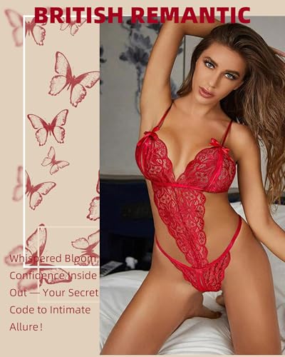 Image of txsrbsj Women Lingerie One-Piece Lace Bodysuit Lingerie Outfits - Adjustable Strap